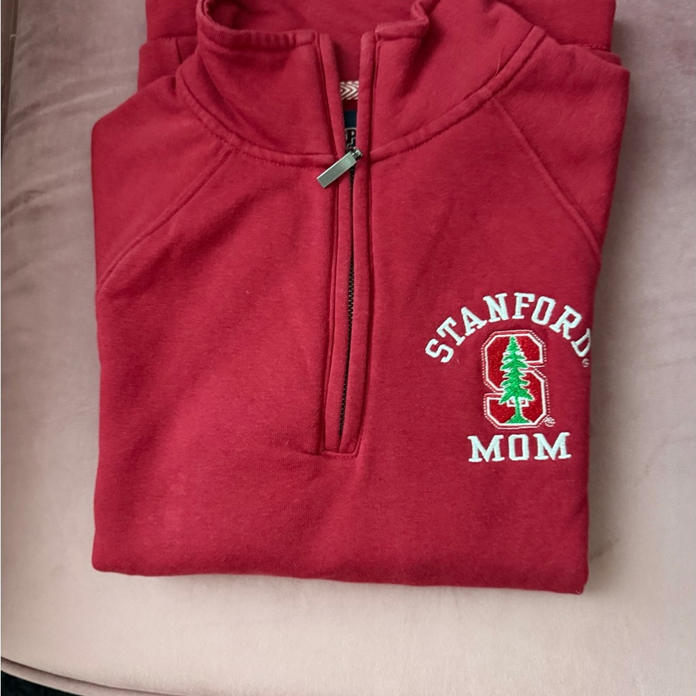 Stanford Mom Red Quarter-Zip Sweatshirt